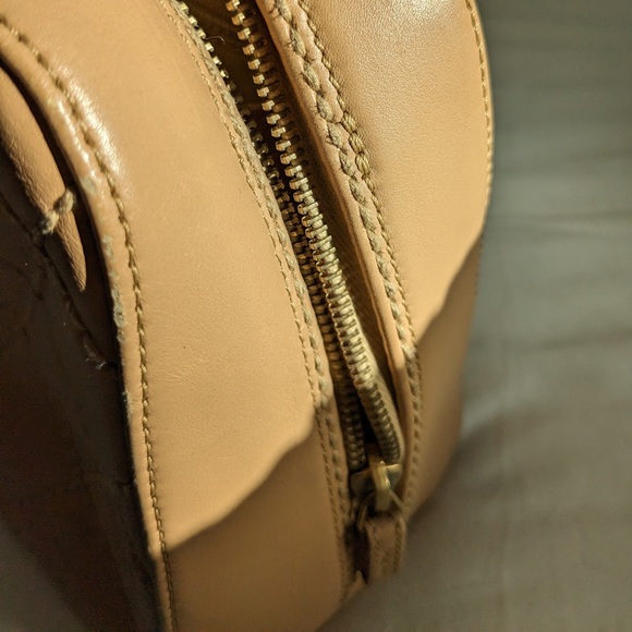 Auth. Chanel Beige Lambskin Wild Stitch Bowling Bag/Shoulder Bag - Picture 10 of 15